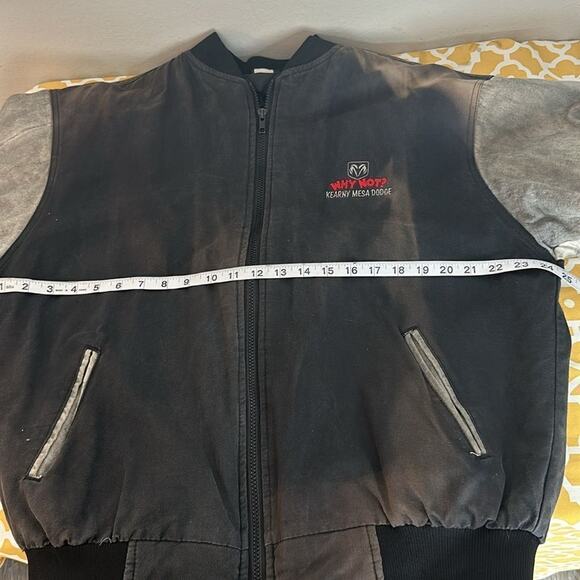 Vintage Dodge Embroidered Letterman’s jacket Denim fabric Sun Damaged L - Picture 12 of 16